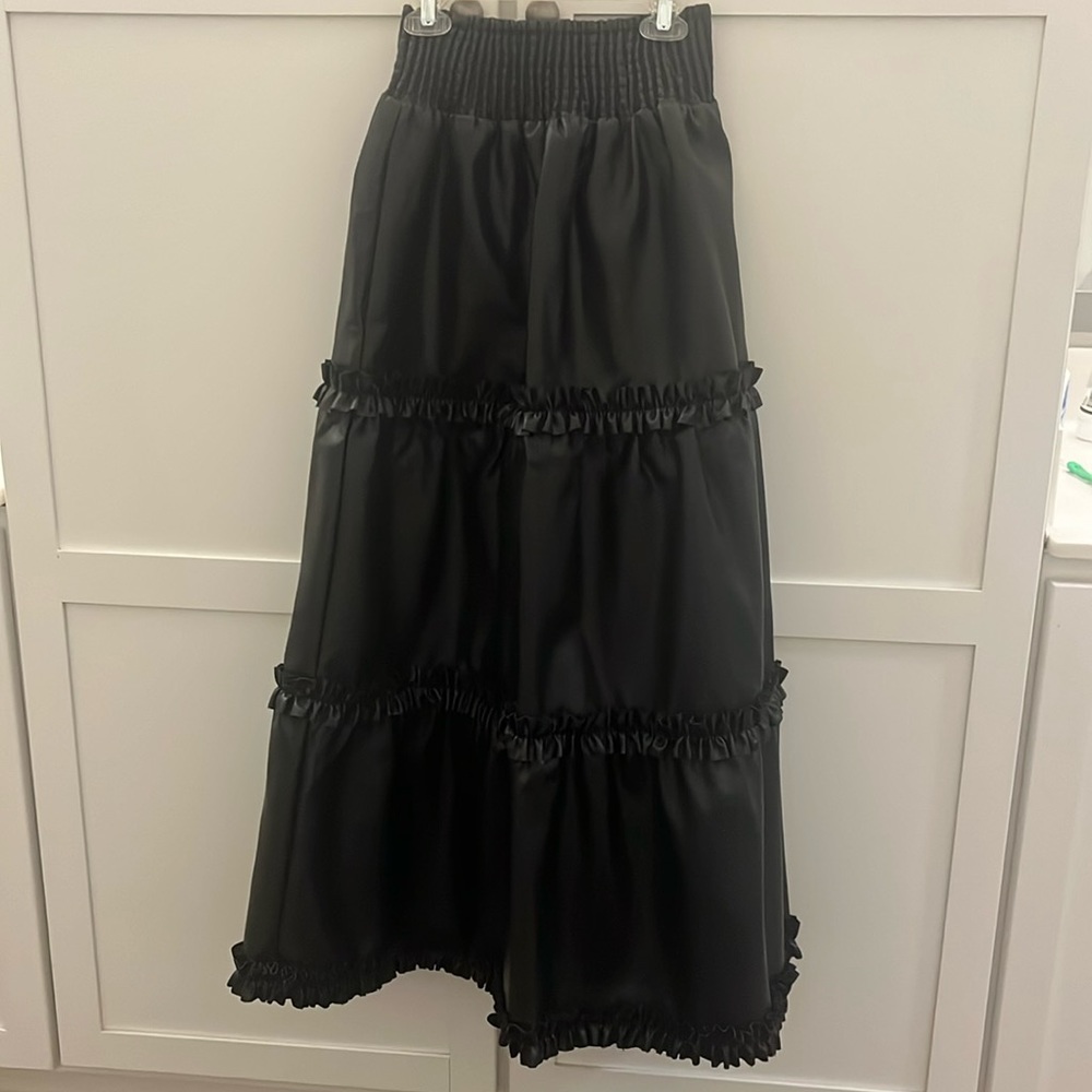 Faux Leather Maxi with Tiered Ruffle Accents
